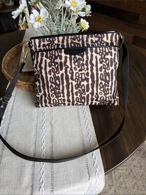 Coach Leopard Ocelot Black and Cream Animal-Print Crossbody Bags #F31686